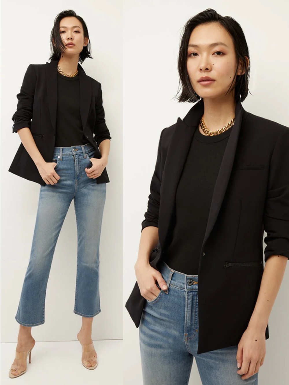 Veronica Beard • Scuba Dickey Jacket black single button blazer stretch unlined